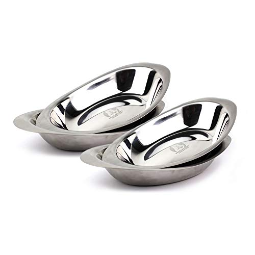 PEAKS&TREES 18/8 Stainless Stell Dinner Plate, Round Plates, 4 in 1, Camping Hiking Picnic BBQ with mesh bag ?made in Japan? (4 Person set)