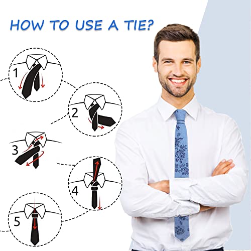 Image of Mantieqingway Men's Cotton Floral Neck Tie 2.56'' Printed Skinny Tie