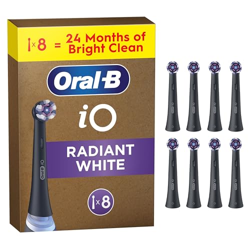 Oral-B iO Brilliant White - Original Replacement Toothbrush Heads for Oral-B iO Electric Toothbrushes - Brush Heads Toothbrush Attachment Replacement Brushes for Teeth Whitening - Black Pack of 8