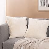 Navaris 2er Set Kissenbezug Kunstpelz - 45 x 45 cm Zierkissenbezug - 2x Kissenhülle für Sofa Kissen - Deko Kissenbezüge ohne Füllung - Beige