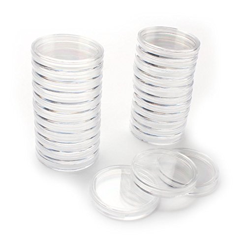 Caja transparente redonda para monedas 25 piezas miniatura 5