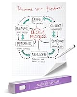 EASYCLING® Magique Flipchart Foil, Elektrostatikfilm für Alle Harten Oberflächen, Haftet Ohne Klebstoffe Oder Magnete, 25 Blätter & 1 Boardmarker Inkl, 60 cm x 80 cm (Flipchart Gridded)