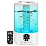 Cool Mist Humidifier, Ultrasonic Humidifiers for Bedroom Baby, 3L Large Humidifier w/ Remote Control, 7 Colors Night Light 6 Dimmer Adjustable Mist Levels, Timer, Auto Shut-Off for Large Room, White