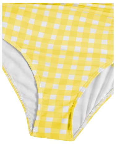 Image of Floerns Girl's Gingham Print Ruched Cut Out Knot Front One Piece Swimsuit