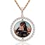0253 Rose gold double sided round pendant&rope chain