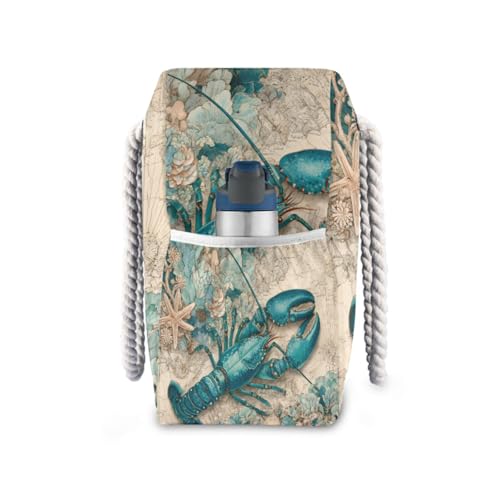 susiyo Watercolor Ocean Lobster Beach Bags for Women Large Travel Tote Bag Waterproof Sandproof Lightweight Swim Pool Bag for Family Outdoor3