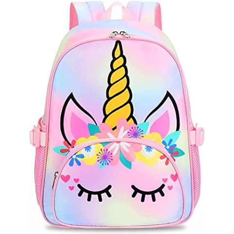 BTOOP Kids Backpack Girls School Backpack Preschool Kindergarten Unicorn Toddler BookBag with Chest Clip (Tie Dye headband) Cover