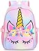 BTOOP Kids Backpack Girls School Backpack Preschool Kindergarten Unicorn Toddler BookBag with Chest Clip (Tie Dye headband)
