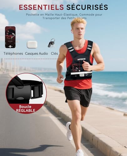 Gilet lesté HAPBEAR réglable anti-ballottement pour course et musculation
