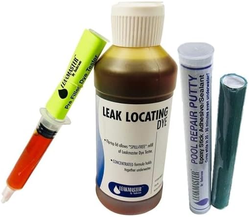 Anderson Manufacturing Leakmaster - Kit de detección de fugas de piscina – Jeringa de tinte de fugas para piscina y botella de repuesto de 8 onzas –