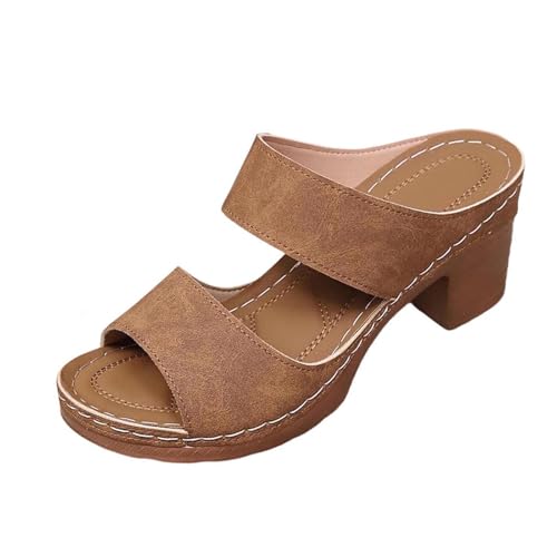 Pantoufles d'été à talon épais pour femme kaki taille 39.5