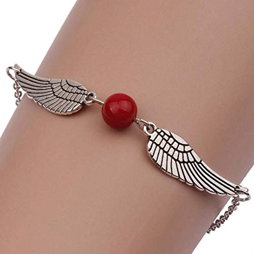 JackieTD Women Girl's Angel Wings Pearl Gemstone Beads Bracelet Gift