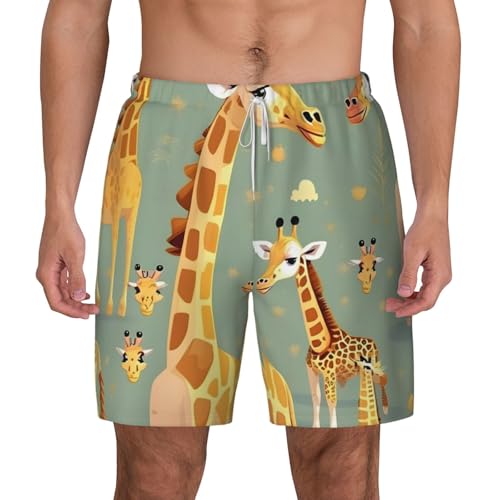 Short de bain homme girafe en tissu léger et respirant pour la plage