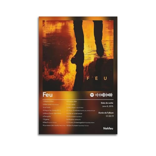 GLUC Nekfeu Feu Poster classique de film et de télévision pour chambre d'adolescent Décoration murale sans cadre 30 x 45 cm