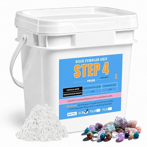 Image of KomeStone 5LB Rock Tumbler Grit Step 4 Refill - 1200-Grit Aluminum Oxide Polish, Ideal Follow-Up to Step 3, Compatible with Any Rotary & Vibratory Tumblers, Delivers Final Brilliant Mirror Finish