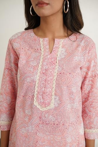 Image of Pure Cotton Printed Short Kurti for Women | Traditional Block Print Kurta Top | Casual & Workwear Ethnic Fashion