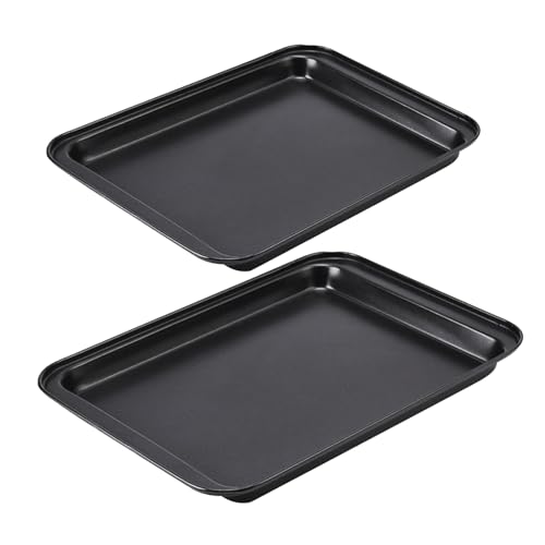 2 Stück Backblech, Antihaftbeschichtung Rechteckig Karbonstahl Backform, Ofenbleche für Backen Kuchen Kochen, 42,5 × 28,5 × 2,5 cm und 31,5 × 22 × 2,5 cm