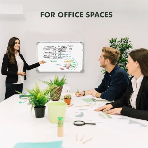 Image of 2-in-1 Reversible Whiteboard and Chalkboard, Aluminium Frame, Double-Sided, Green and White (16X24 INCH)