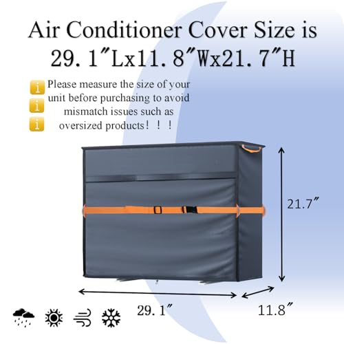 Image of Split Mini Air Conditioner Cover for Outside Units,600D Waterproof Air Conditioner Mini Split Cover,Outdoor Rectangular Air Conditioner Covers with Vent Hole for AC Units, Fits up to 29 inchLx11 inchWx21 inchH.
