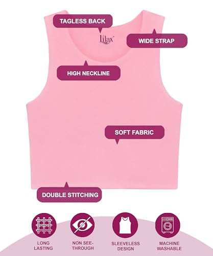 Image of Lilax Girls' Double Lined Sleeveless Basic Crop Tank Top