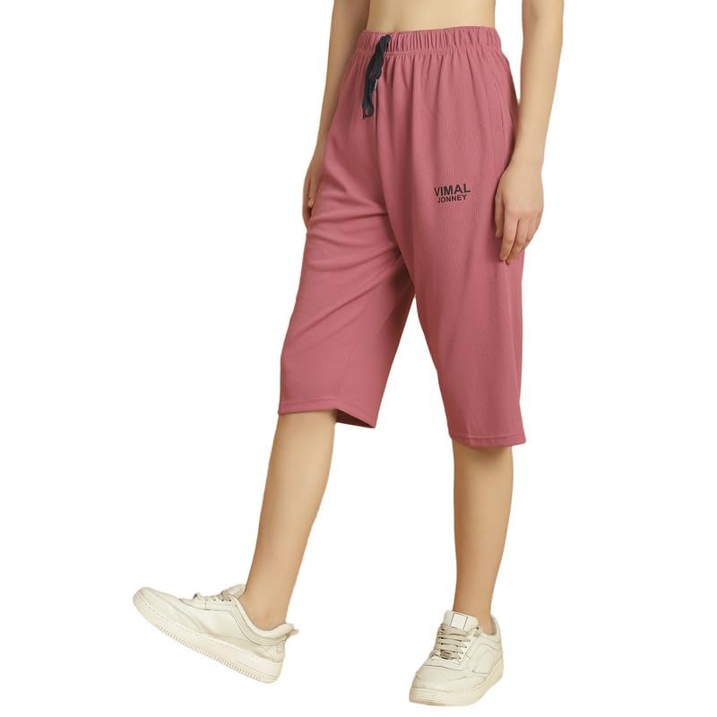 Image of Mack Jonney Solid Regular Fit Polyster Lycra Capri for Women-P