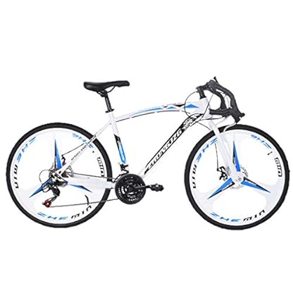 YQCXG Rennrad für Erwachsene, Mountainbikes, 700c, Rennrad, Fahrräder für Herren und Erwachsene, 21-Gang-Doppelscheibenbremse, leichtes Rennrad mit Rahmen aus Kohlenstoffstahl (weiß) – Bild 4