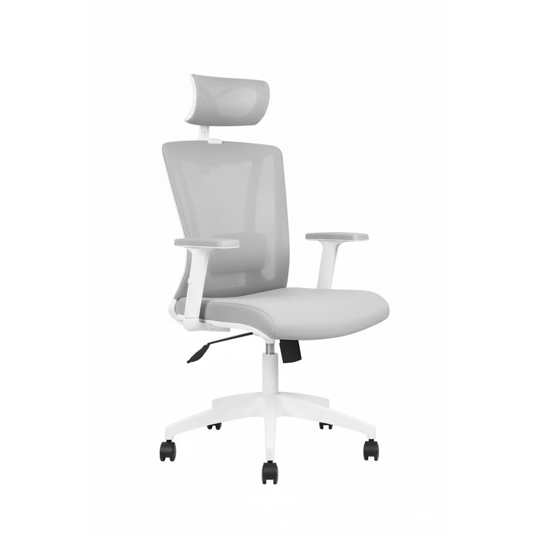 Genérico NIHM Workplace Silla Gerencial Ergonómica Jungle | Malla Transpirable, Cabecero Regulable, Lumbar Ajustable, Reclinable 90°-130°, EN 1335 | Silla Ejecutiva Oficina Blanca