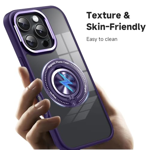 Image of KARWAN️360 Degree Stand with Mag-Safe Case with N52 Strong Magnets Mag-Safe Phone case Cover for iPhone 16 Pro Max || Mobile Back Cover for iPhone 16 Pro Max || Purple