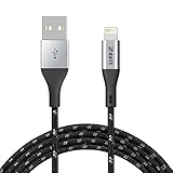 Zdatt 6ft Durable Nylon Braided Lightning Cable Apple MFi Certified iPhone Charger USB Charging Cord with Aluminum Connector for iPhone 7/6S/5S, iPad Air/Mini/Pro, iPod-Black