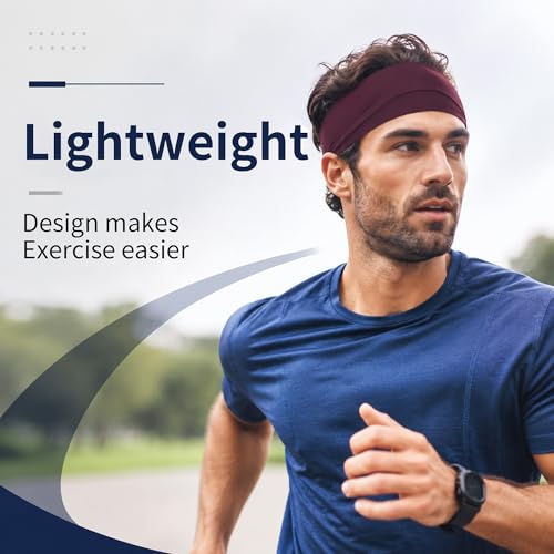 Image of 5 Pack Sports Headband for Men, Breathable Mesh Design, Reused & Washed Mens Headband Sweat Bands for Running Yoga Fitness Workout