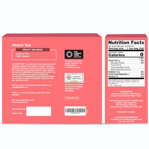 Image of HANDPICK Peach Fruit Tea(80 Teabags) Fruity, Floral & Refreshing Flavor
