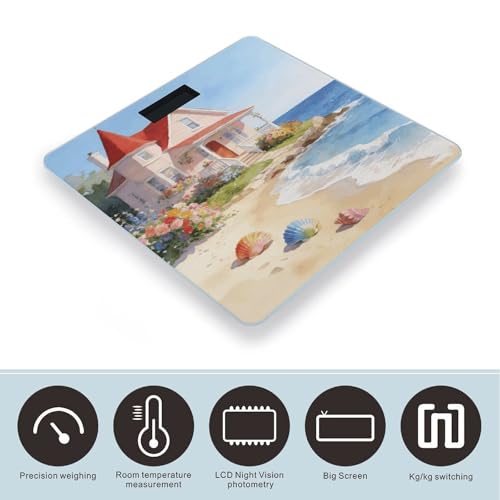 Báscula digital de baño con pantalla LED clara y vidrio templado miniatura 3