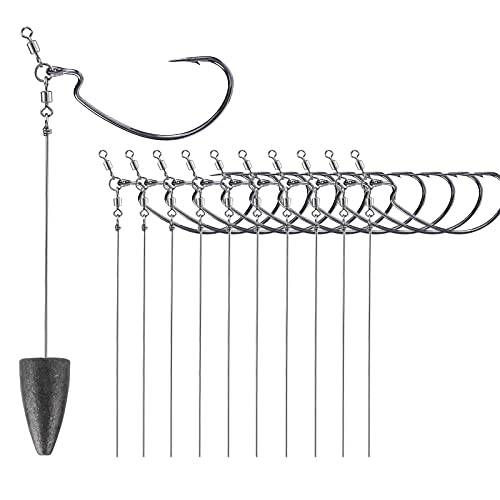 Ilure Fishing Drop Punch Shot Rig Hook Weight kit High Carbon Steel Crank Hook Swivels Sinkers for Bass Fishing