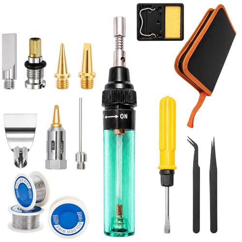 SUNNYNEST Portable Butane Soldering Iron Kit Cordless Gas Soldering Pen for Electronics Repair DIY Welding Tool Set for Household Appliance Repair Wood Burning & Heat Shrink Tubing