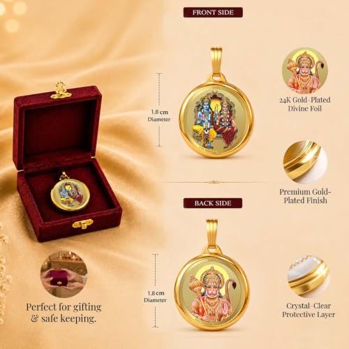 Image of DIVINITI 24K Gold Plated Double-Sided Religious Pendant with Premium Gift Box, Spiritual Locket for Men & Women, Devotional Jewellery for Gifting & Everyday Wear