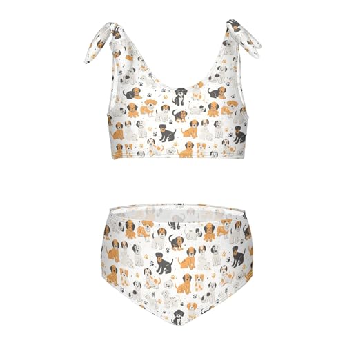 Girls Two Piece Tankini Swimsuits Dogs Summer Bathing Suit Beach Swimwear Set