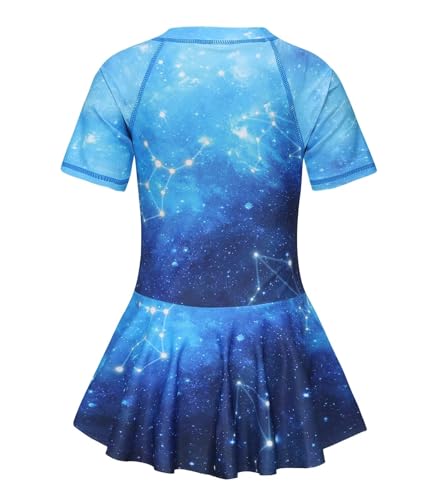 Image of Girls One Piece Swimsuits Short Sleeve Swim Dress for Girls Hawaiian Skirted Bathing Suit Summer Swimwear 3-16 Years