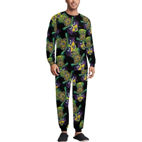 Mardi And Gras Mens Pajamas Set Long Sleeve Sleepwear Pjs Set Shirts And Bottoms Sleep Sets Loungwear