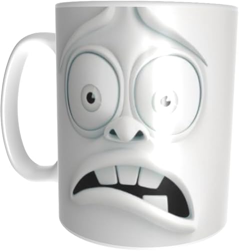 Pandok White Ceramic Mug - Shocked Face Design - Single Mug