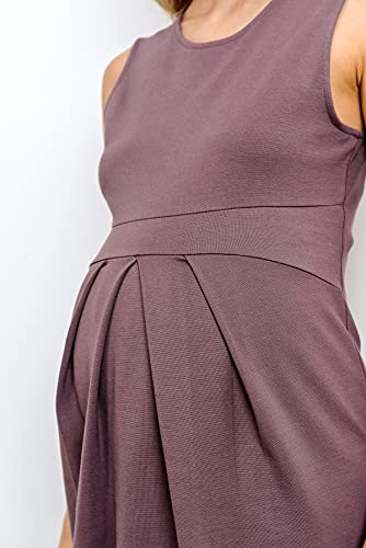 Laclef Womens Knee Length Midi Maternity Dress With Front Pleat (Dark Rose, Medium) #TOP5