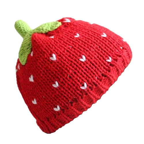 Image of yolrdiw Women's Crochet Strawberry Hat Knitted Cute Beanies Y2k Fruit Cap for Girl