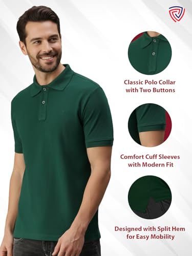 Image of Lux Cozi Men's Cotton Solid Polo Tshirt | Collar Tshirts | Half Sleeves | Stylish & Premium All Day Wear | Pack of 1