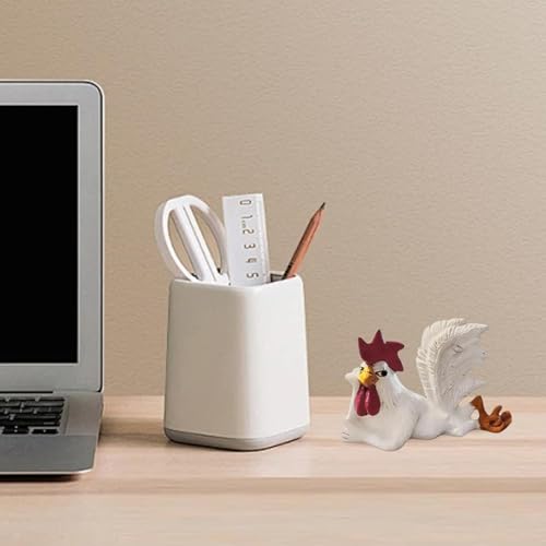 Figura de gallo blanco para decoración de mesa rústica miniatura 4