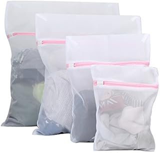 Vivifying Mesh Laundry Bags, Set of 4 Durable Washing Bags for Laundry, Washing Bags with Zip Closure for Clothes, Delicates