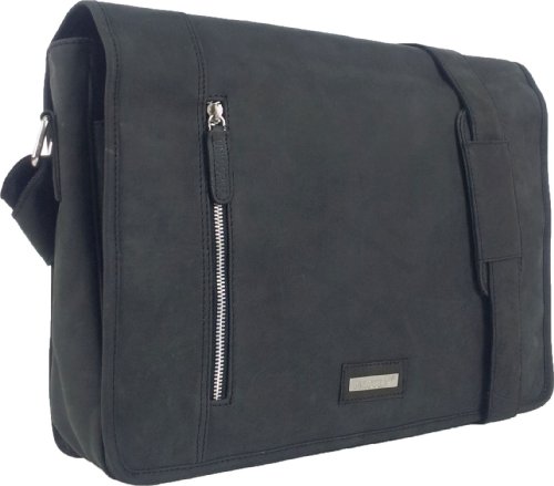 Sac ordinateur 16.4 en cuir véritable noir UNICORN contre les chocs