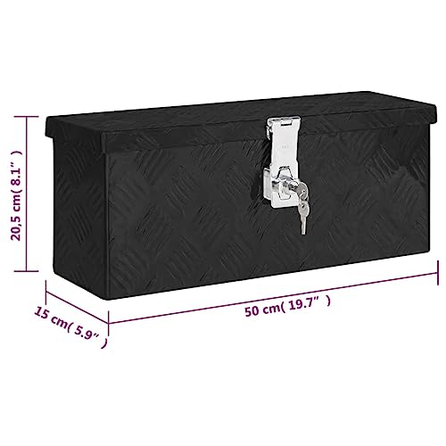 vidaXL Aufbewahrungsbox Aluminiumkoffer Aluminiumbox Lagerbox Lagerkiste Transportkoffer Transportkiste Schwarz 50x15x20,5cm Aluminium