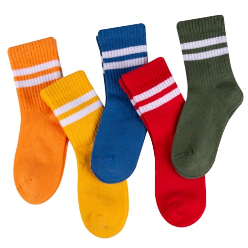 Noodle Seamless-Toe Turkish Cotton Crew Socks - Cool Comfort 5-Pack Kids Socks2