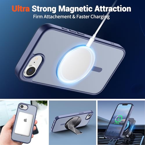 Image of SUPFINE Magnetic for iPhone 17e Case /iPhone 16e Case (Compatible with MagSafe)(Military Grade Drop Protection) Slim Translucent Matte Shockproof with Anti-Fingerprint Phone Case,Lavender Gray