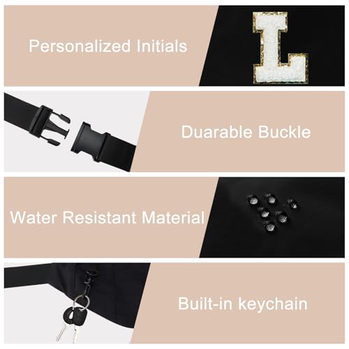 Image of Monogrammed Gifts for Women Men Fanny Pack Shoulder Bag Personalized Birthday Gift for Friends Sister,Black K
