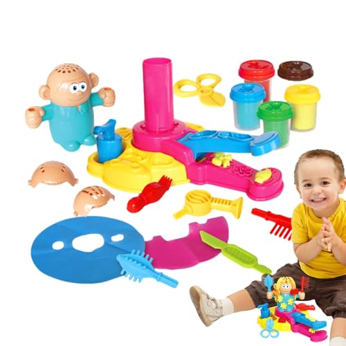 Dough Haircut Set | Sensory Crazy Cuts Hair Salon Activity - Pretend Play Barber Toys, Fun Christmas Birthday for 3+ Years Old